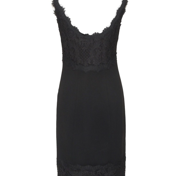 DIANE VON FURSTENBERG Black Dress Lace Spaghetti Strap Knee Length Sz 4 - Picture 6 of 7
